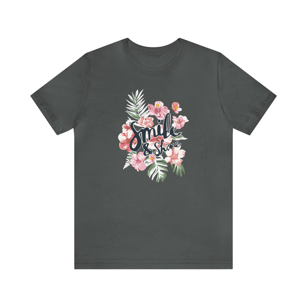 Smile and Shine Floral Palm Leaves Unisex Jersey Short Sleeve Tee T-shirt