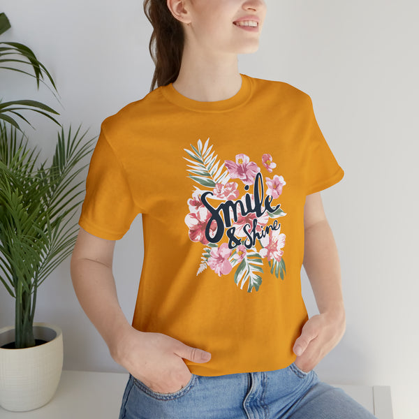 Smile and Shine Floral Palm Leaves Unisex Jersey Short Sleeve Tee T-shirt