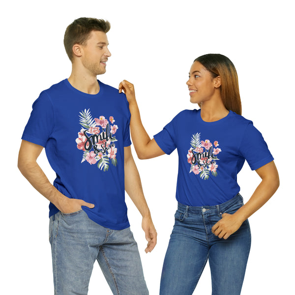 Smile and Shine Floral Palm Leaves Unisex Jersey Short Sleeve Tee T-shirt