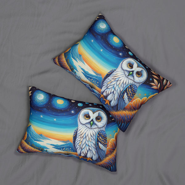 White Owl Spun Polyester Lumbar Pillow 20" x 14"
