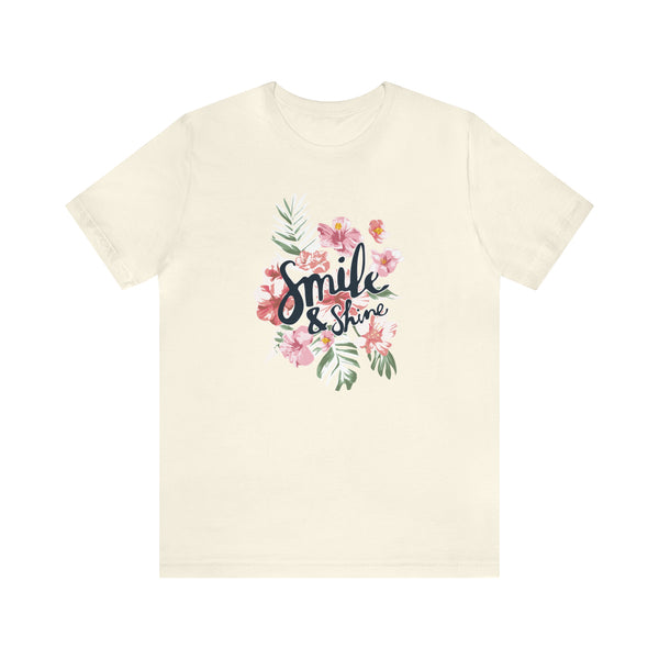 Smile and Shine Floral Palm Leaves Unisex Jersey Short Sleeve Tee T-shirt