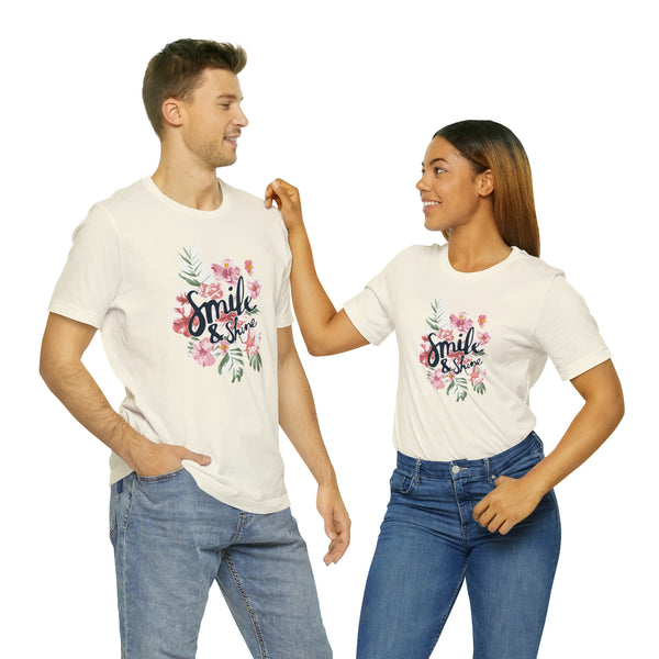 Smile and Shine Floral Palm Leaves Unisex Jersey Short Sleeve Tee T-shirt