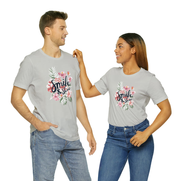 Smile and Shine Floral Palm Leaves Unisex Jersey Short Sleeve Tee T-shirt