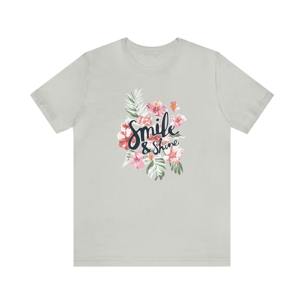 Smile and Shine Floral Palm Leaves Unisex Jersey Short Sleeve Tee T-shirt