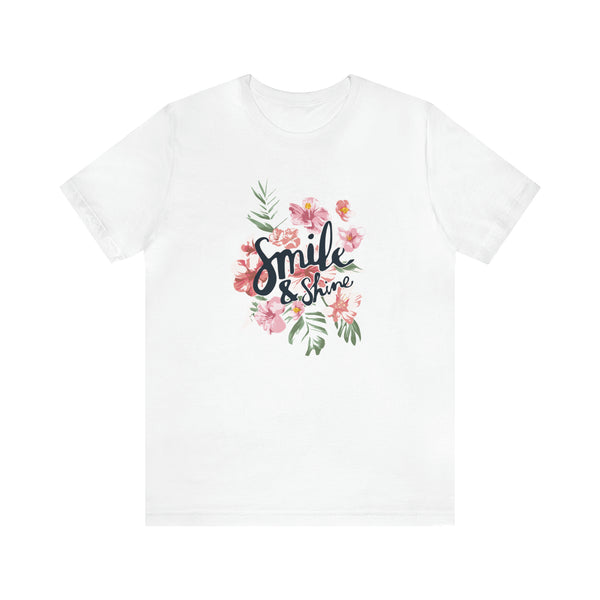 Smile and Shine Floral Palm Leaves Unisex Jersey Short Sleeve Tee T-shirt