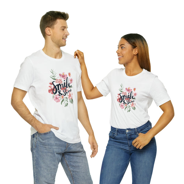 Smile and Shine Floral Palm Leaves Unisex Jersey Short Sleeve Tee T-shirt