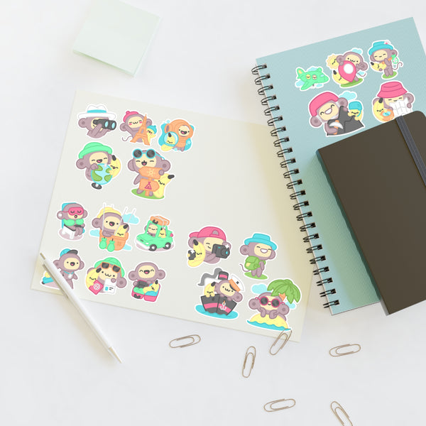 20 Cute Monkey Travel Stickers