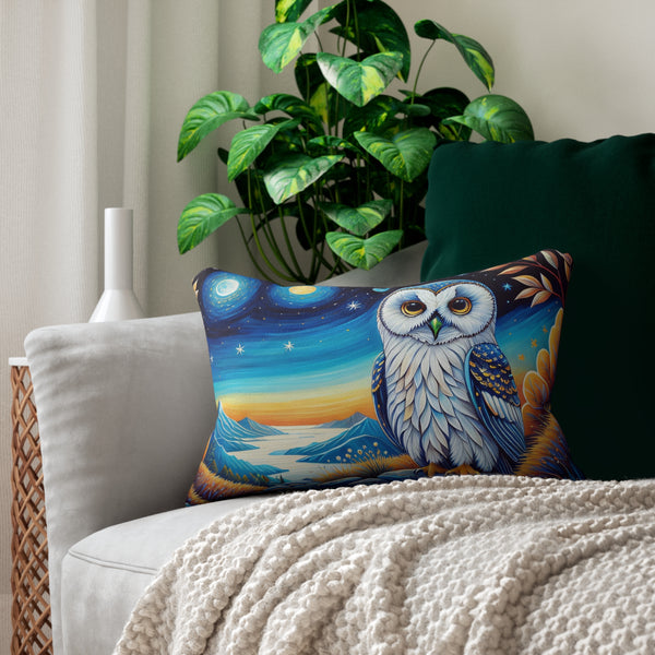 White Owl Spun Polyester Lumbar Pillow 20" x 14"