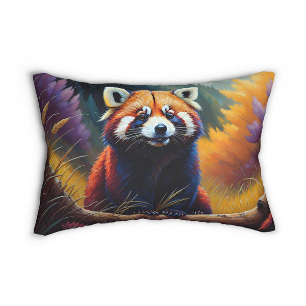 Red Panda Spun Polyester Lumbar Pillow 20" x 14"