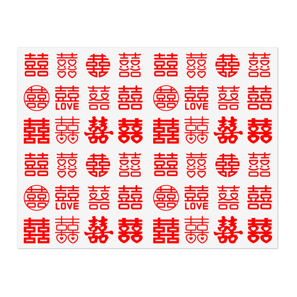 48 Chinese Wedding Double Happiness Stickers