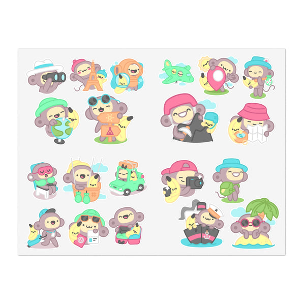 20 Cute Monkey Travel Stickers