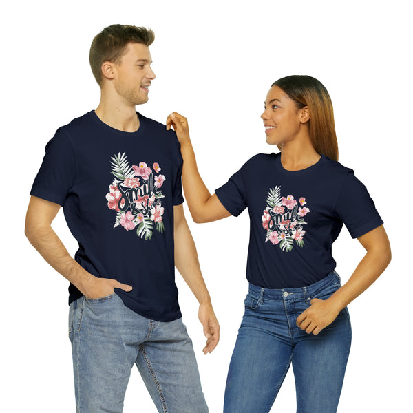Smile and Shine Floral Palm Leaves Unisex Jersey Short Sleeve Tee T-shirt