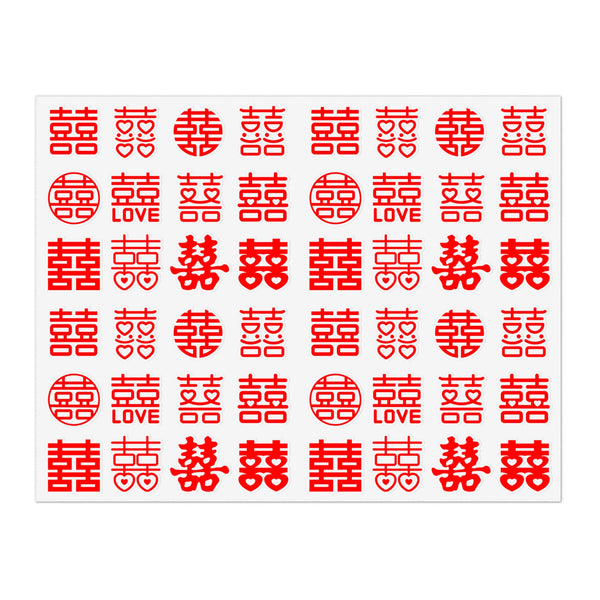 48 Chinese Wedding Double Happiness Stickers