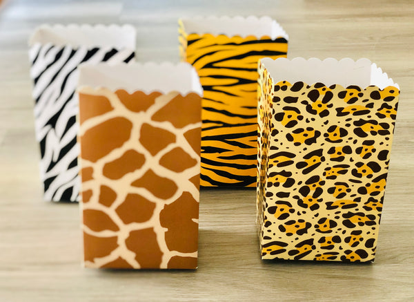 Animal Print / Safari Theme / Tiger / Leopard / Giraffe / Zebra  Favor Boxes / Treat Boxes / Popcorn Boxes