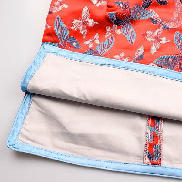 Red Butterfly Cheongsam Dress for Girls