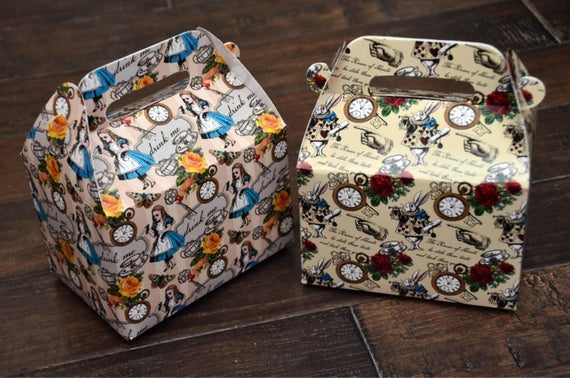 Alice in Wonderland Pattern Favor Boxes / Treat Boxes / Gift Boxes