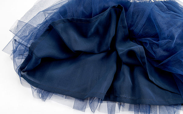 Navy Blue Chinese Floral Pattern Cheongsam Tutu Dress for Girls