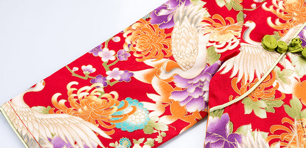 Chinese Crane Floral Pattern Cheongsam Dress for Girls
