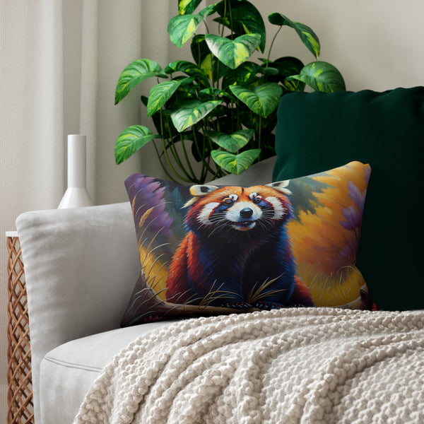 Red Panda Spun Polyester Lumbar Pillow 20" x 14"