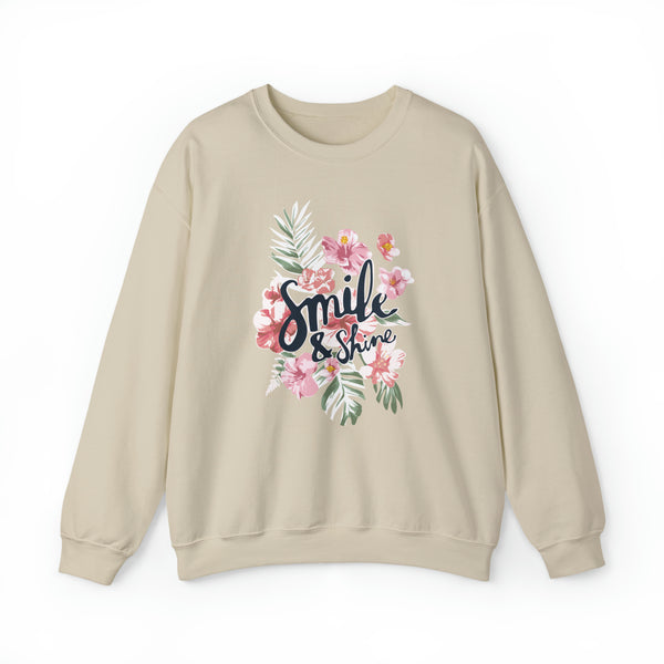 Smile and Shine Floral Palm Leaves Unisex Heavy Blend Crewneck Sweatshirt