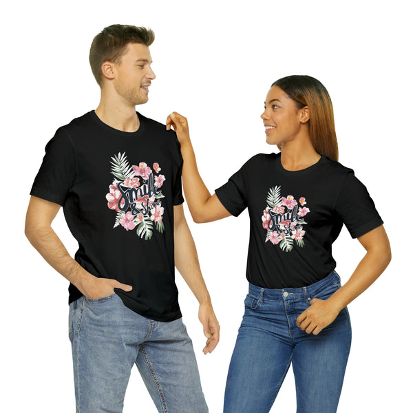 Smile and Shine Floral Palm Leaves Unisex Jersey Short Sleeve Tee T-shirt