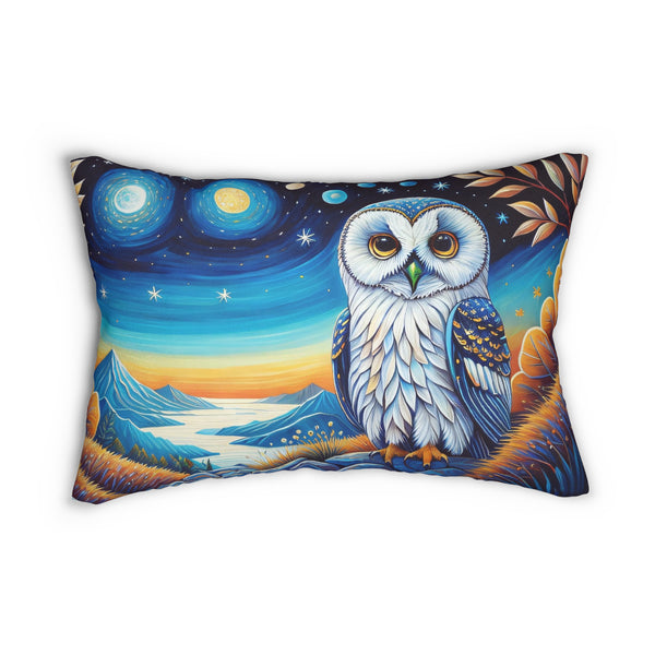 White Owl Spun Polyester Lumbar Pillow 20" x 14"