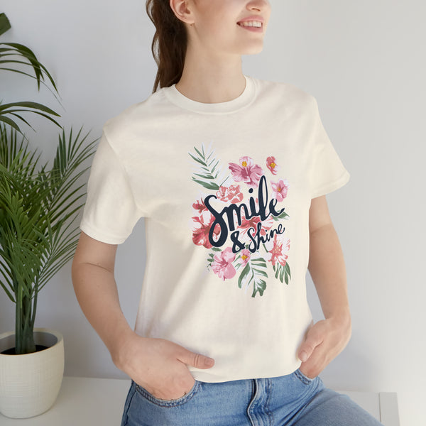 Smile and Shine Floral Palm Leaves Unisex Jersey Short Sleeve Tee T-shirt