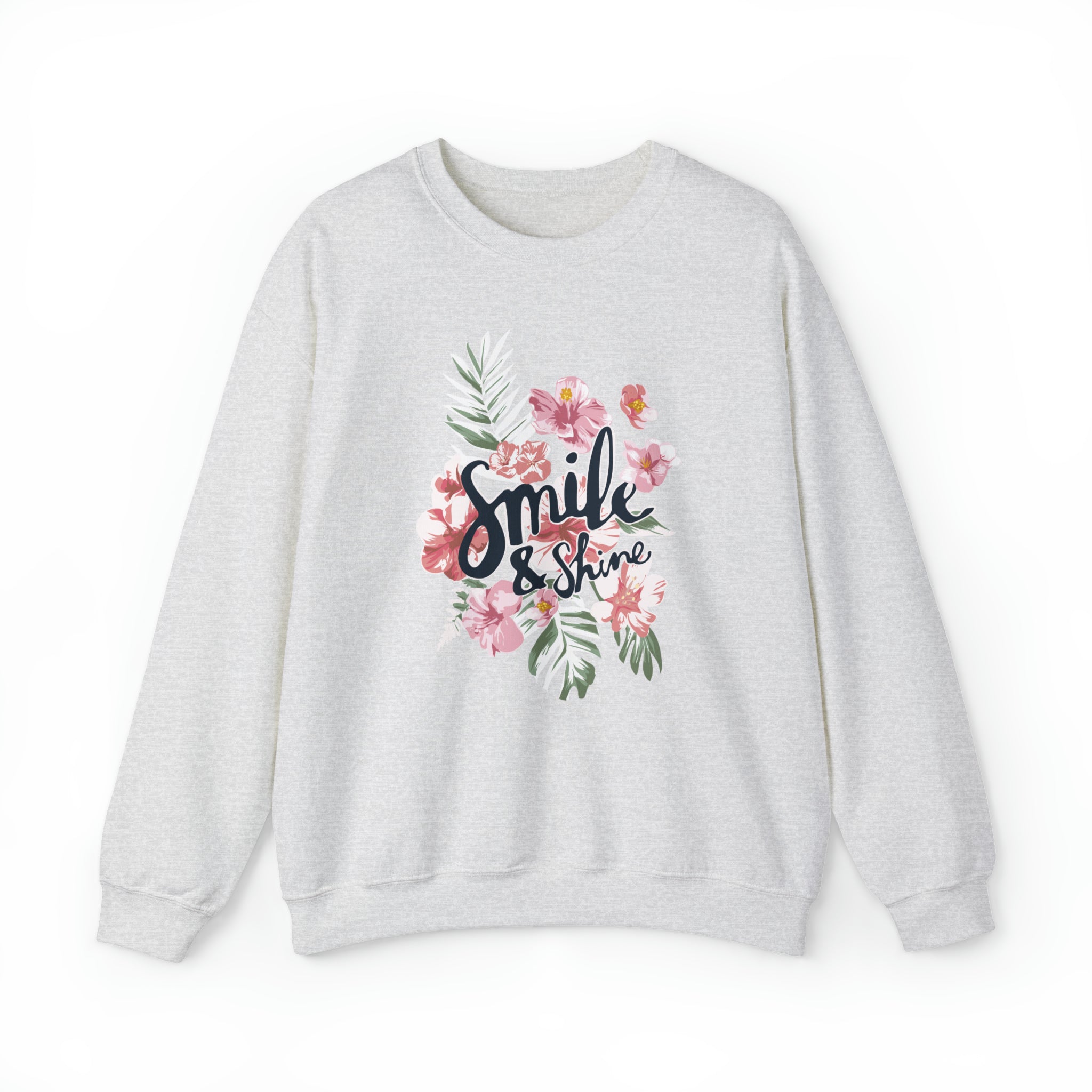 Smile and Shine Floral Palm Leaves Unisex Heavy Blend Crewneck Sweatshirt