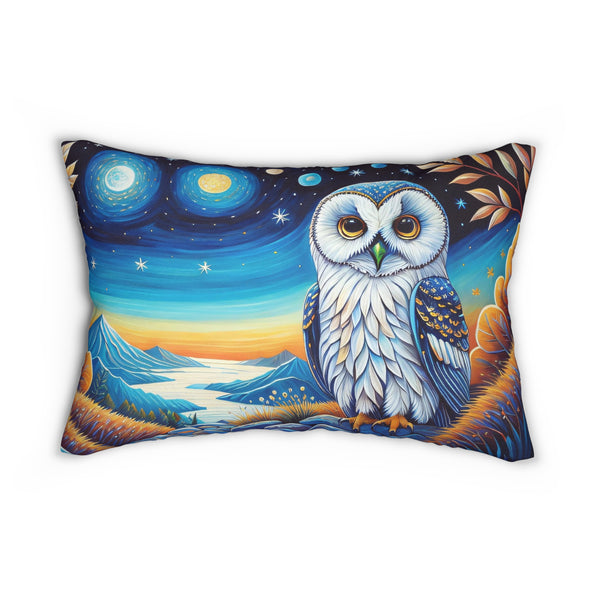 White Owl Spun Polyester Lumbar Pillow 20" x 14"