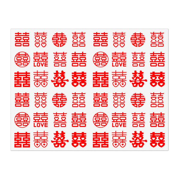 48 Chinese Wedding Double Happiness Stickers