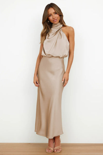 Satin Party Dress with Criss Cross Belt Tie