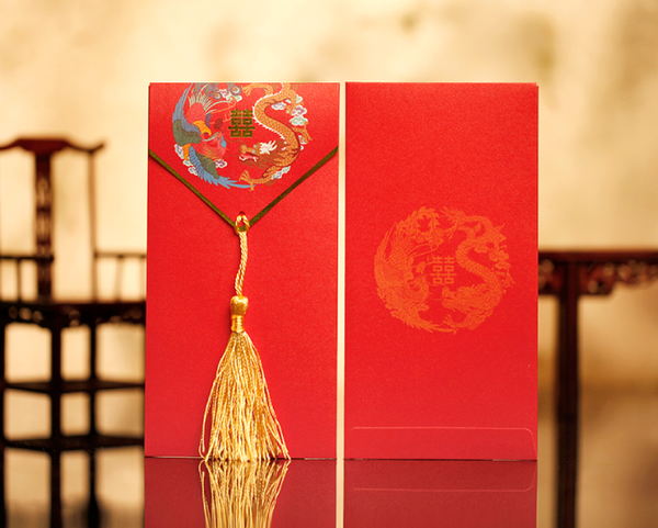Dragon & Phoenix Double Happiness Chinese Wedding Red Money Envelopes