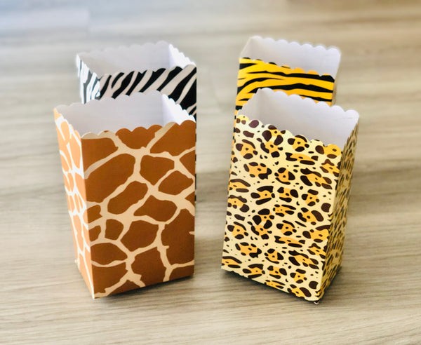Animal Print / Safari Theme / Tiger / Leopard / Giraffe / Zebra  Favor Boxes / Treat Boxes / Popcorn Boxes