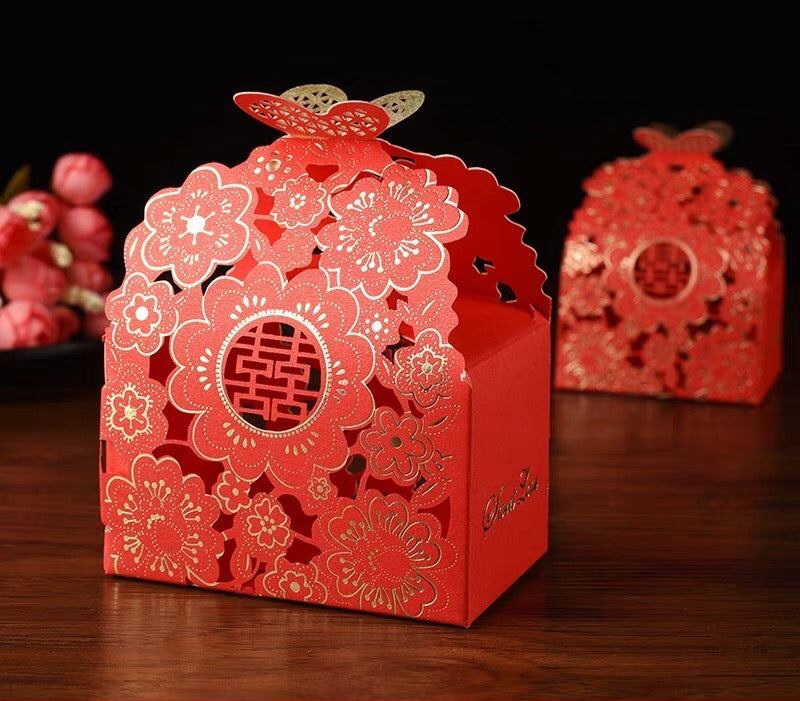 Chinese Wedding Double Happiness Cherry Blossom Favor Boxes