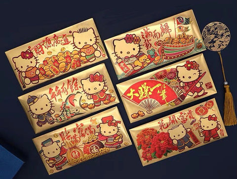 6 Sanrio Hello Kitty Red Money Envelopes / Hong Bao / Ang Pao / Red Packets