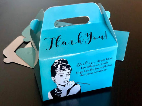 Audrey Hepburn Breakfast at Tiffany's Bridal Shower Favor Boxes / Treat Boxes / Gift Boxes