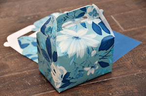 Turquoise Emerald White Floral Pattern Favor Boxes / Treat Boxes / Gift Boxes