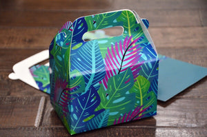 Green Palm Leaf Pattern Favor Boxes / Treat Boxes / Gift Boxes