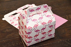 Pink Flamingo Pattern Favor Boxes / Treat Boxes / Gift Boxes