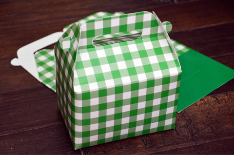 Green Checkerboard Plaid Christmas Favor Boxes / Treat Boxes / Gift Boxes