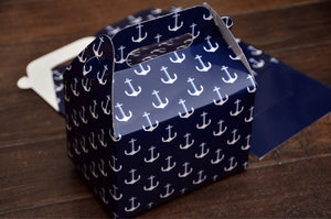 Navy Nautical Anchor Pattern Favor Boxes / Treat Boxes / Gift Boxes