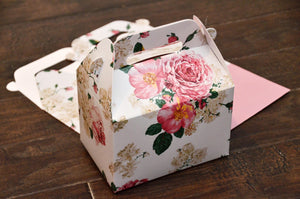 Shabby Chic Pink Floral Pattern Favor Boxes / Treat Boxes / Gift Boxes