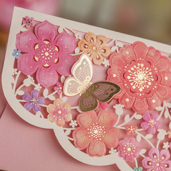 Pastel Colored Floral Butterfly Laser Cut Money Envelopes