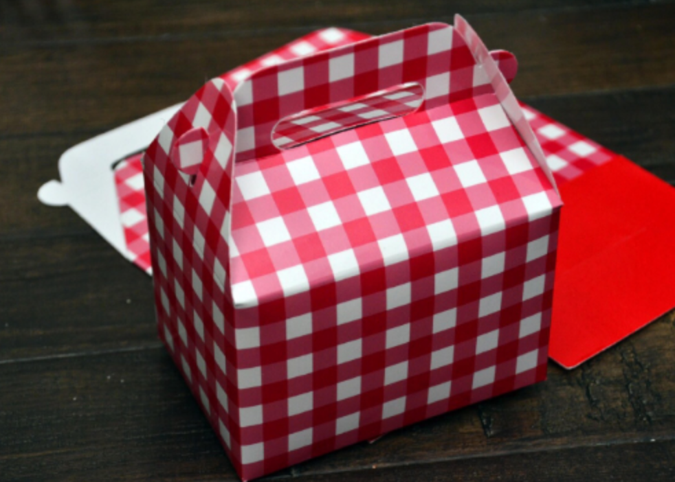 Red Checkerboard Plaid / Red Riding Hood / Christmas Favor Boxes / Treat Boxes / Gift Boxes