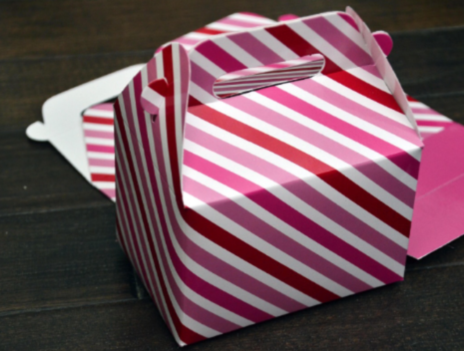 Red and Pink Stripe Christmas Favor Boxes / Treat Boxes / Gift Boxes