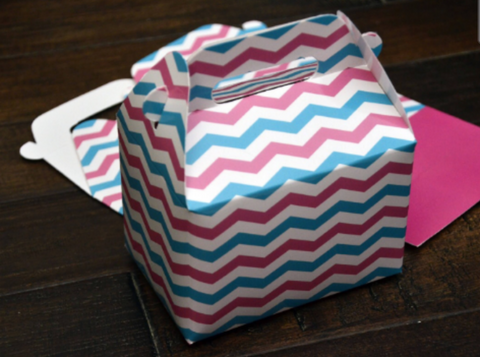 Baby Pink Blue Chevron Stripe Favor Boxes / Treat Boxes / Gift Boxes