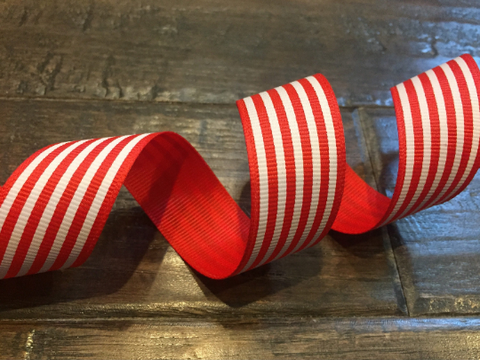 Red / Black Stripe Grosgrain Ribbon